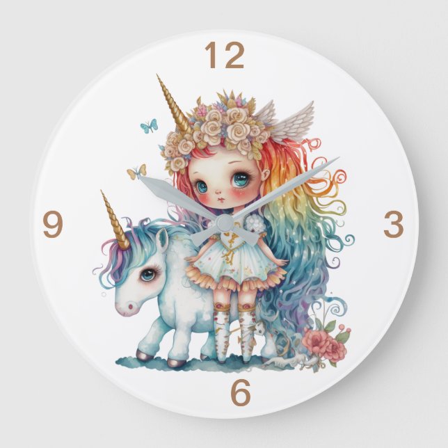 Reloj Redondo Grande Diversión de Unicornio (Anverso)