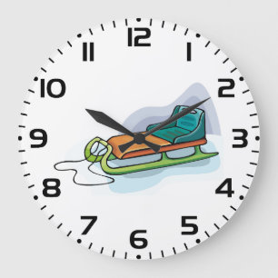 Reloj Redondo Grande Diversión en trineo de invierno