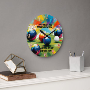 Reloj Redondo Grande Diversión Salpicadura de Color de Bolos de Césped,