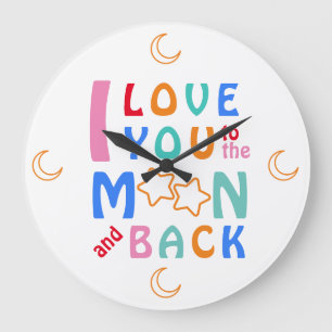Reloj Redondo Grande Diversión te amo a la luna y a tu espalda