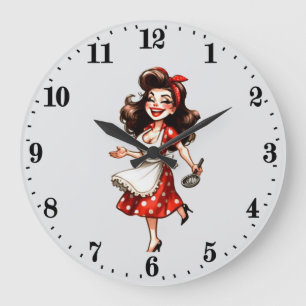 Reloj Redondo Grande Divertida cocinera vintage