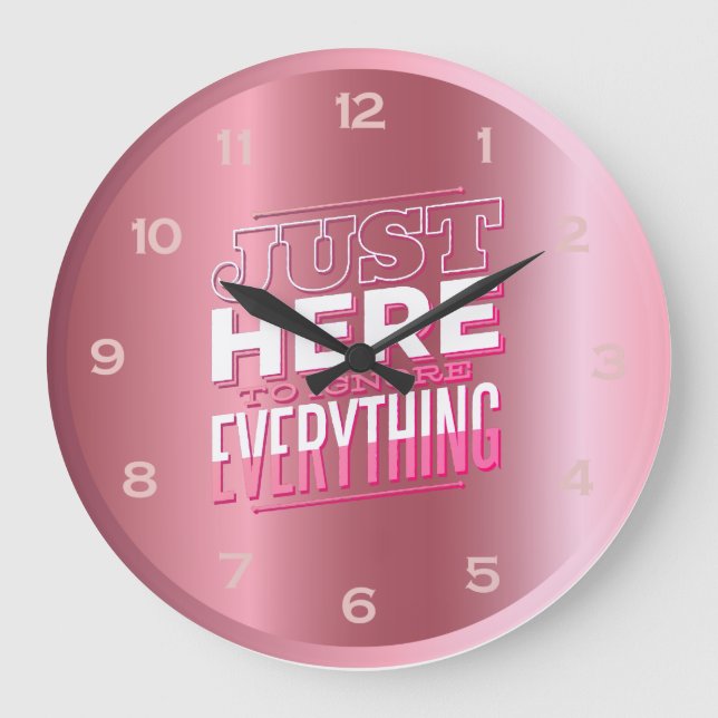 Reloj Redondo Grande Divertido adolescente cita Chicas Rosa Dormitorio  (Anverso)