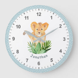 Reloj Redondo Grande Divertido animal salvaje León Selva Safari Niños D