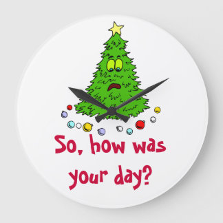 Reloj Redondo Grande Divertido árbol navideño navideño como fue tu día