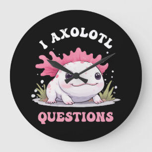 Reloj Redondo Grande Divertido I Axolotl Preguntas Cute Axolotls Kawaii