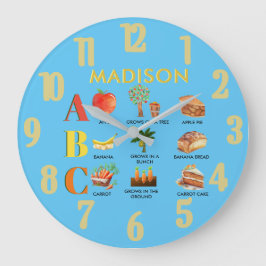 Reloj Redondo Grande Divertido nombre personalizado de ABC