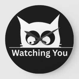 Reloj Redondo Grande Divertido Observándote Gato Lindo Minimalista