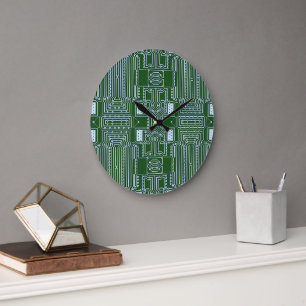 Reloj Redondo Grande Divertido patrón geek nerd de placa de circuito de