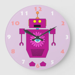 RELOJ REDONDO GRANDE DIVERTIDO ROBOT ROBOT PARA NIÑOS
