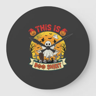 Reloj Redondo Grande Diviértete Halloween Boo Sheet Fantasma Cementerio