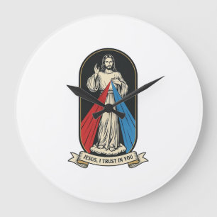 Reloj Redondo Grande Divina Misericordia Jesús Vintage