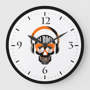 Reloj Redondo Grande DJ rock calavera club muerte música