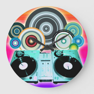 Reloj Redondo Grande DJ Turnable con vinilo - Arte pop