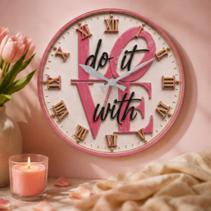 Reloj Redondo Grande Do It With Love Pink Inspirational Quote