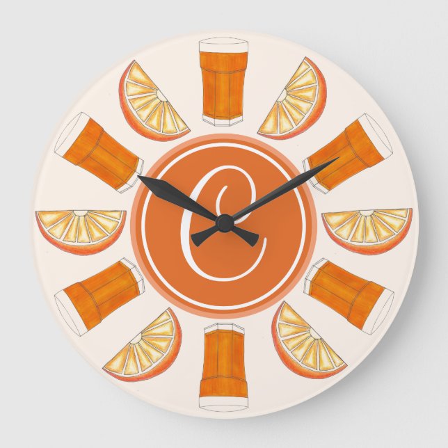 Reloj Redondo Grande DO Naranja Juice Fruity Kitchen Breakfast Nook (Anverso)