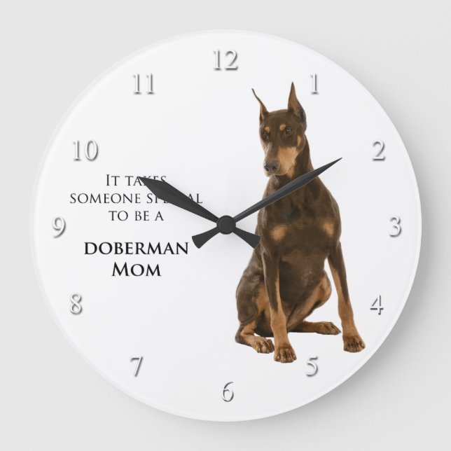 Reloj Redondo Grande Doberman Mom Clock (Anverso)