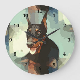 Reloj Redondo Grande Doberman Pinscher Portrait