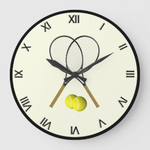 Reloj Redondo Grande Doble de tenis crema