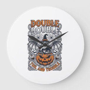 Reloj Redondo Grande Doble Trabajo Bruja Calabaza Halloween Telaraña