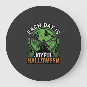 Reloj Redondo Grande Doble Trabajo Bruja Calabaza Halloween Telaraña
