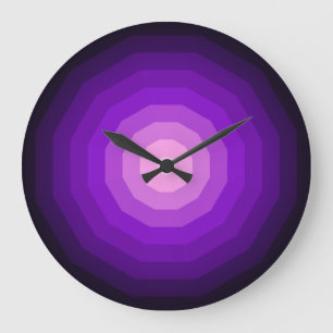 Reloj Redondo Grande Dodecágonos de tonos púrpura Elegante sin números