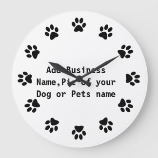Reloj Redondo Grande ] Dog PAW PRINT WALL CLOCK