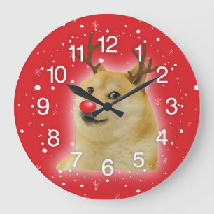 Reloj Redondo Grande Doge Dogright Doggo Dog Christmas Meme Card red