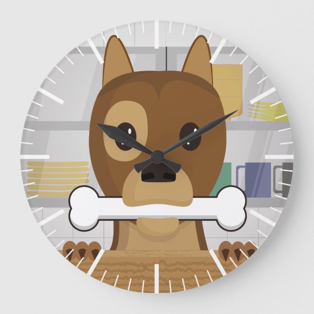 Reloj Redondo Grande Doggie en la cocina (Anverso)