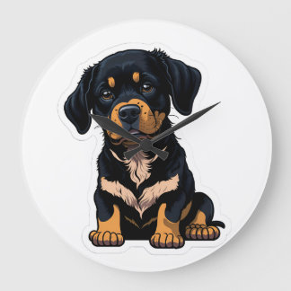Reloj Redondo Grande Doggy Rottweiler, cute puppy