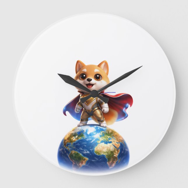 Reloj Redondo Grande DOGI Héroe – Salva El Mundo (Anverso)