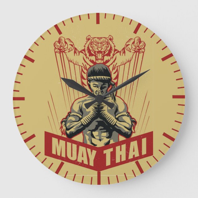 Reloj Redondo Grande Dojo de tigre durmiente en artes marciales tailand (Anverso)