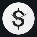 Reloj Redondo Grande Dollar Sign | Simple Modern Alphabet<br><div class="desc">Black dollar sign in simple modern style on white background.
Click on the "customize it" button to personalize the design by choosing whatever color you like and even add your own text.

Matching items are also available in store.</div>