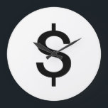 Reloj Redondo Grande Dollar Sign | Simple Modern Alphabet<br><div class="desc">Black dollar sign in simple modern style on white background.
Click on the "customize it" button to personalize the design by choosing whatever color you like and even add your own text.

Matching items are also available in store.</div>
