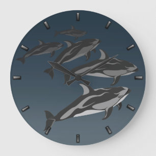 Reloj Redondo Grande Dolphin Clock Pacific White Sided Dolphin Clock
