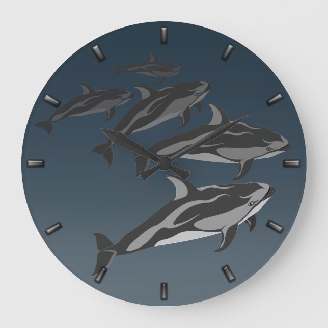Reloj Redondo Grande Dolphin Clock Pacific White Sided Dolphin Clock (Anverso)