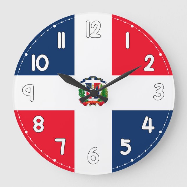 Reloj Redondo Grande Dominican Republic Flag Wall Clock – Patriotic Hom (Anverso)