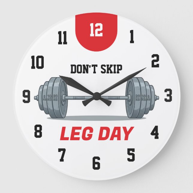 Reloj Redondo Grande Don’t Skip Leg Day Barbell (Anverso)