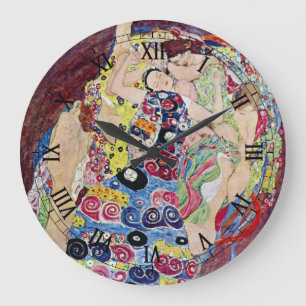 Reloj Redondo Grande Doncella (Virgen), Gustav Klimt, Arte Nouveau Anti