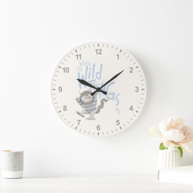 Reloj Redondo Grande Donde se citan cosas salvajes - azul (Hogar)