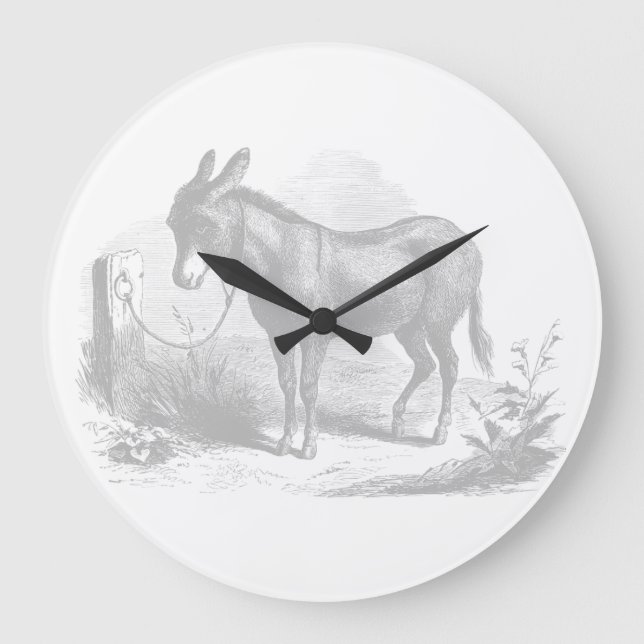 Reloj Redondo Grande Donkey Sketch Wall Clock (Anverso)