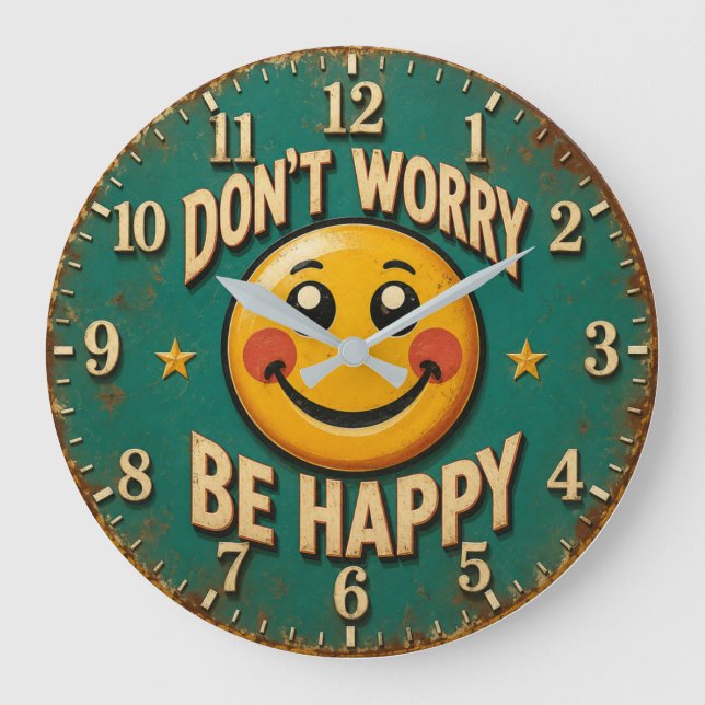 Reloj Redondo Grande Don't Worry Be Happy (Anverso)