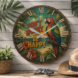 Reloj Redondo Grande Don't Worry Be Happy Parrot