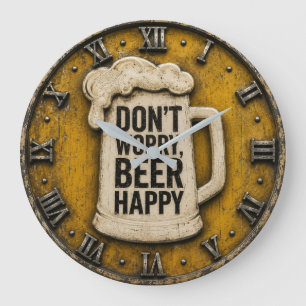 Reloj Redondo Grande Don't Worry Beer Happy Man Cave Gift