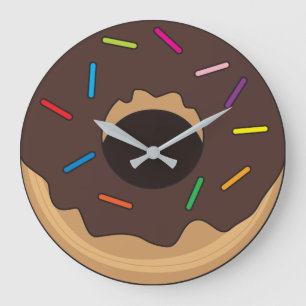 Reloj Redondo Grande Donut de chocolate acristalado con espolvorines