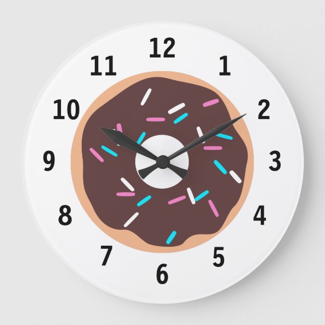 Reloj Redondo Grande Donut de chocolate con salpicaduras (Anverso)
