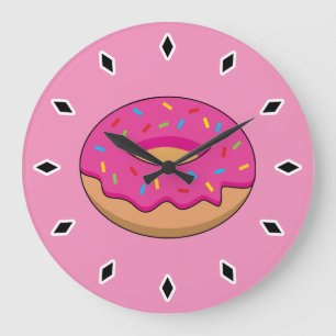 Reloj Redondo Grande Donut de fresa con Personalizado Sprinkles