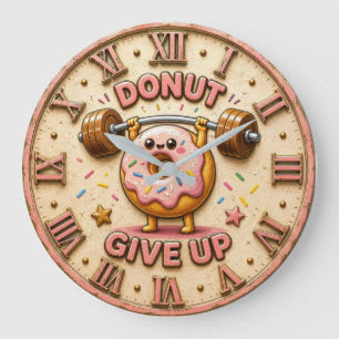 Reloj Redondo Grande Donut Give Up Funny Fitness Donut Decor