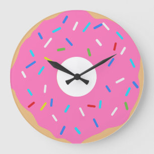 Reloj Redondo Grande Donut rosa con salpicaduras