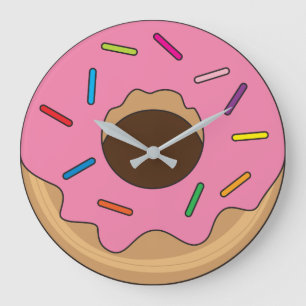Reloj Redondo Grande Donut rosado con rociadores