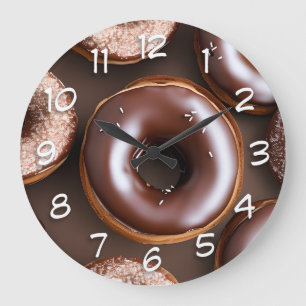 Reloj Redondo Grande Donuts de chocolate con salpicaduras